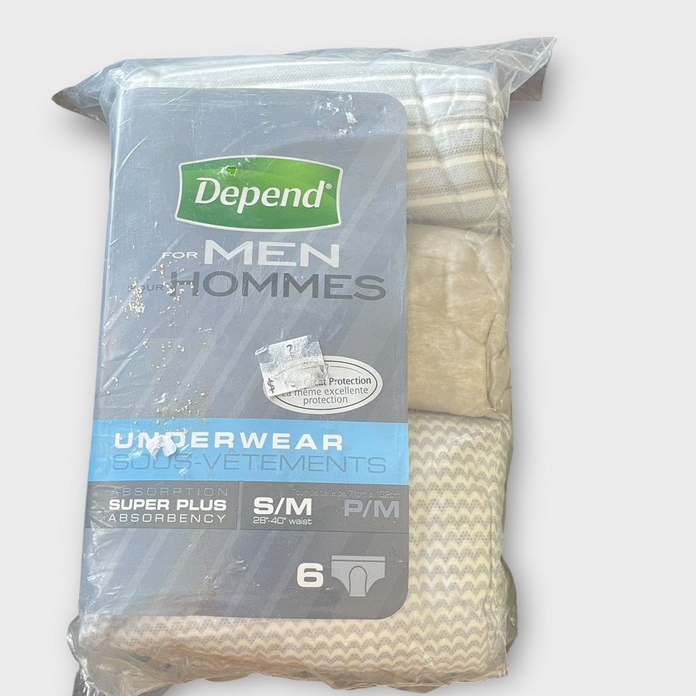 Depends For Men Underwear New S/M 28-40"‎ Waist Super Plus Absorbency 6 Count